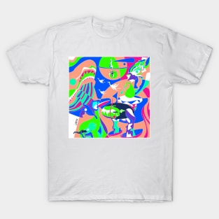 march of demons, fairies and ghost in the infernal bosch garden of delight ecopop art T-Shirt